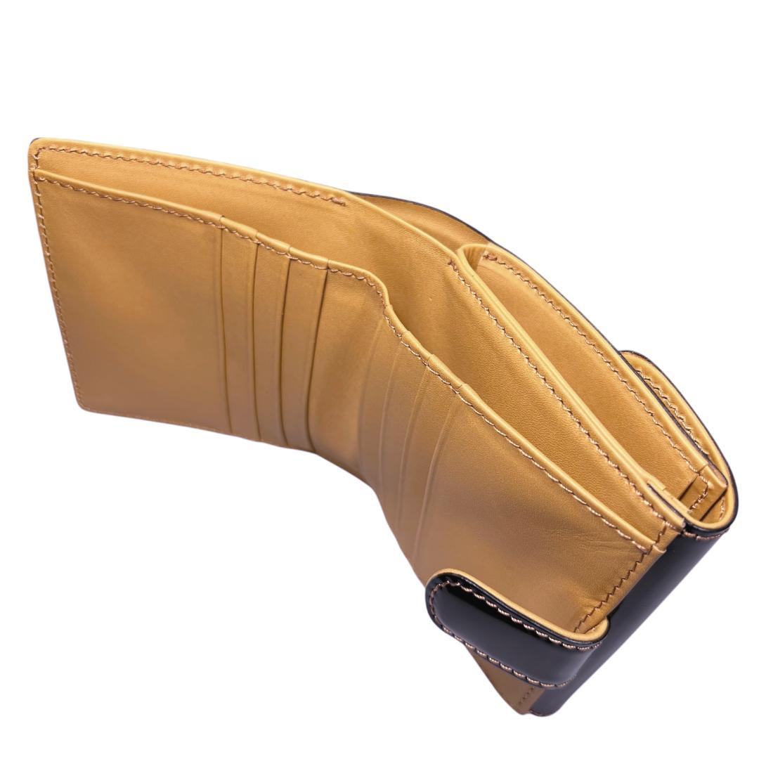 大峽製鞄 OHBA コードバン 二つ折り財布 ブラック 黒 ナチュラル　大峡