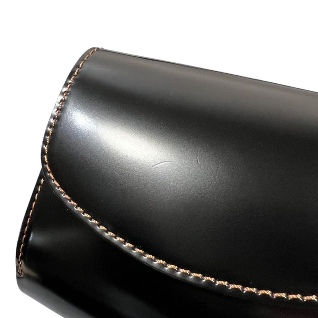 大峽製鞄 OHBA コードバン 二つ折り財布 ブラック 黒 ナチュラル　大峡