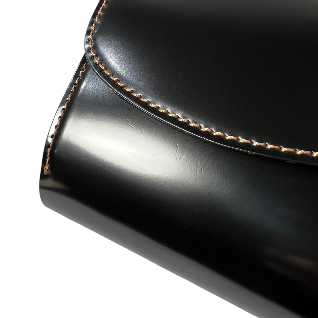 大峽製鞄 OHBA コードバン 二つ折り財布 ブラック 黒 ナチュラル　大峡