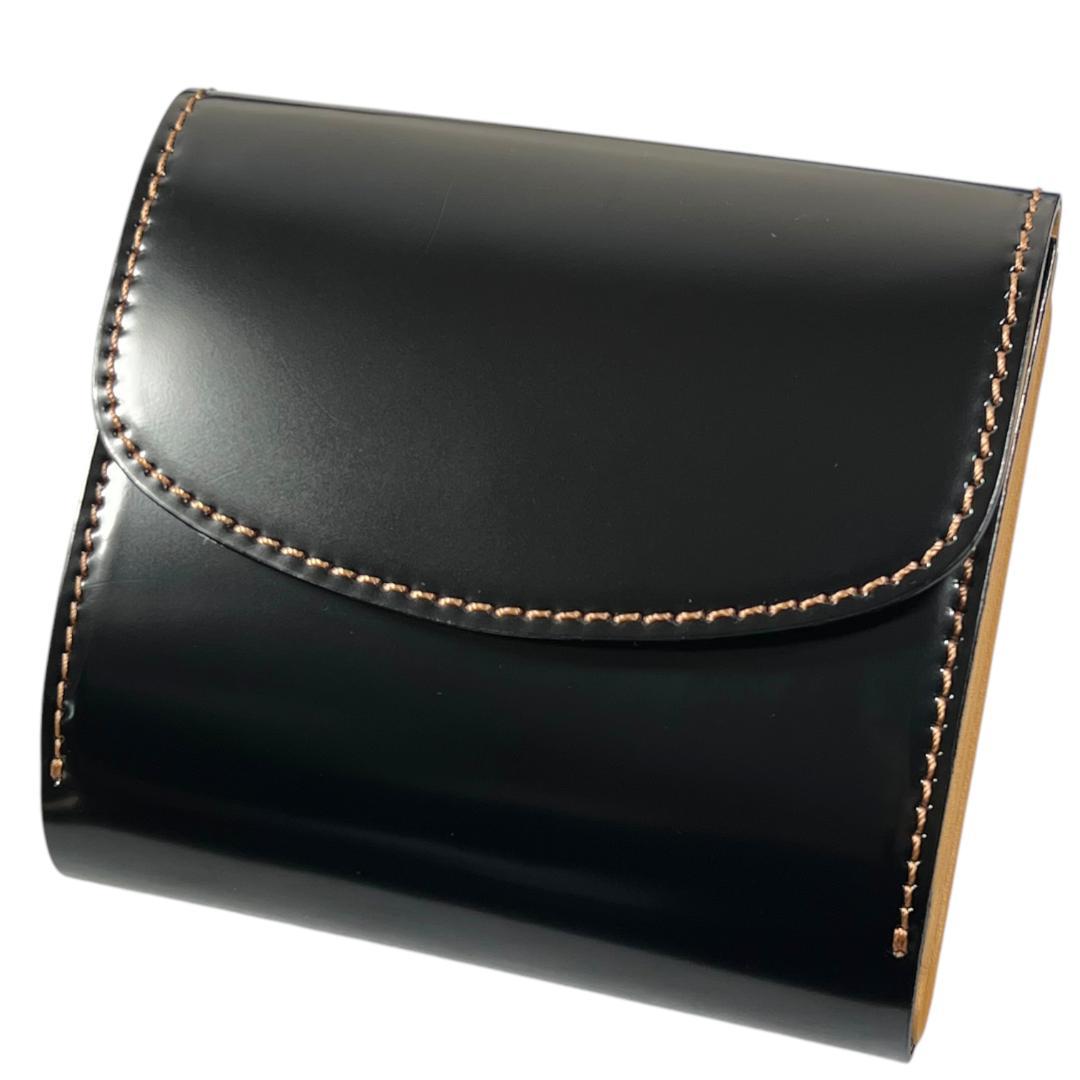 大峽製鞄 OHBA コードバン 二つ折り財布 ブラック 黒 ナチュラル　大峡