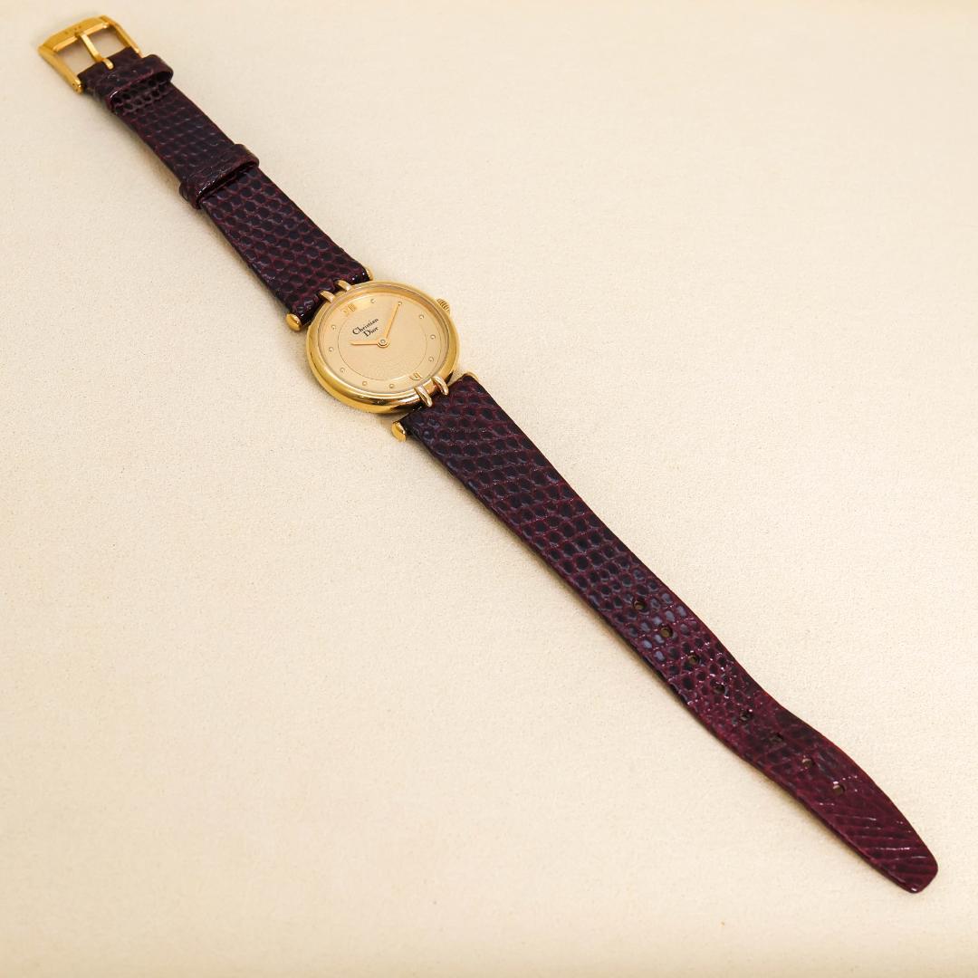 稼働 Christian Dior 腕時計 クラシカル ゴールド レザー2681