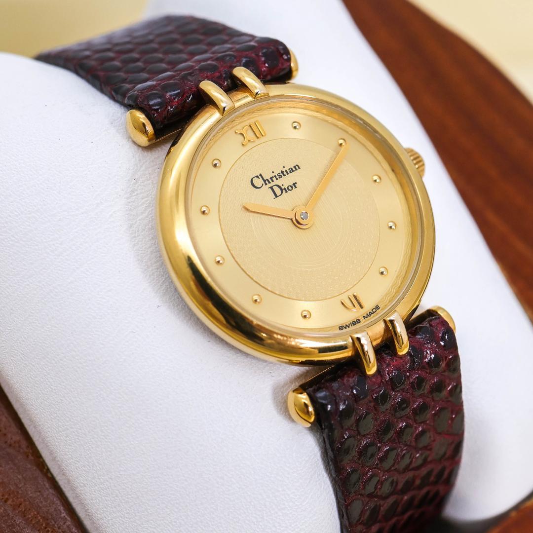 稼働 Christian Dior 腕時計 クラシカル ゴールド レザー2681