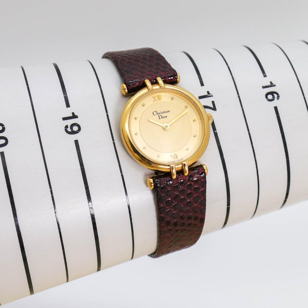 稼働 Christian Dior 腕時計 クラシカル ゴールド レザー2681