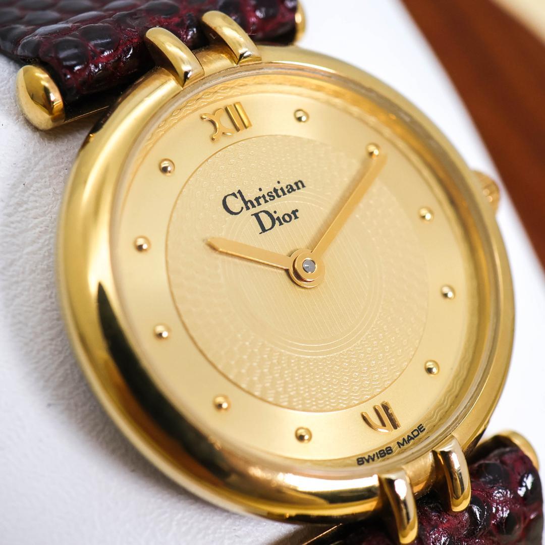 稼働 Christian Dior 腕時計 クラシカル ゴールド レザー2681