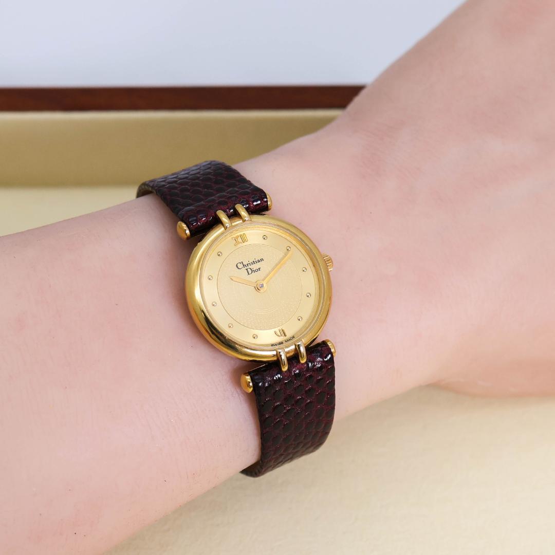 稼働 Christian Dior 腕時計 クラシカル ゴールド レザー2681