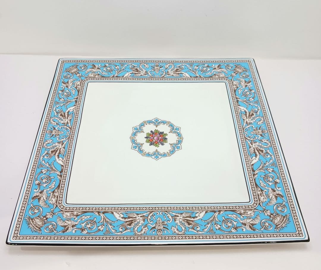 Y3332-6 ウェッジウッド フロレンティーンターコイズ 角皿 大皿 箱付