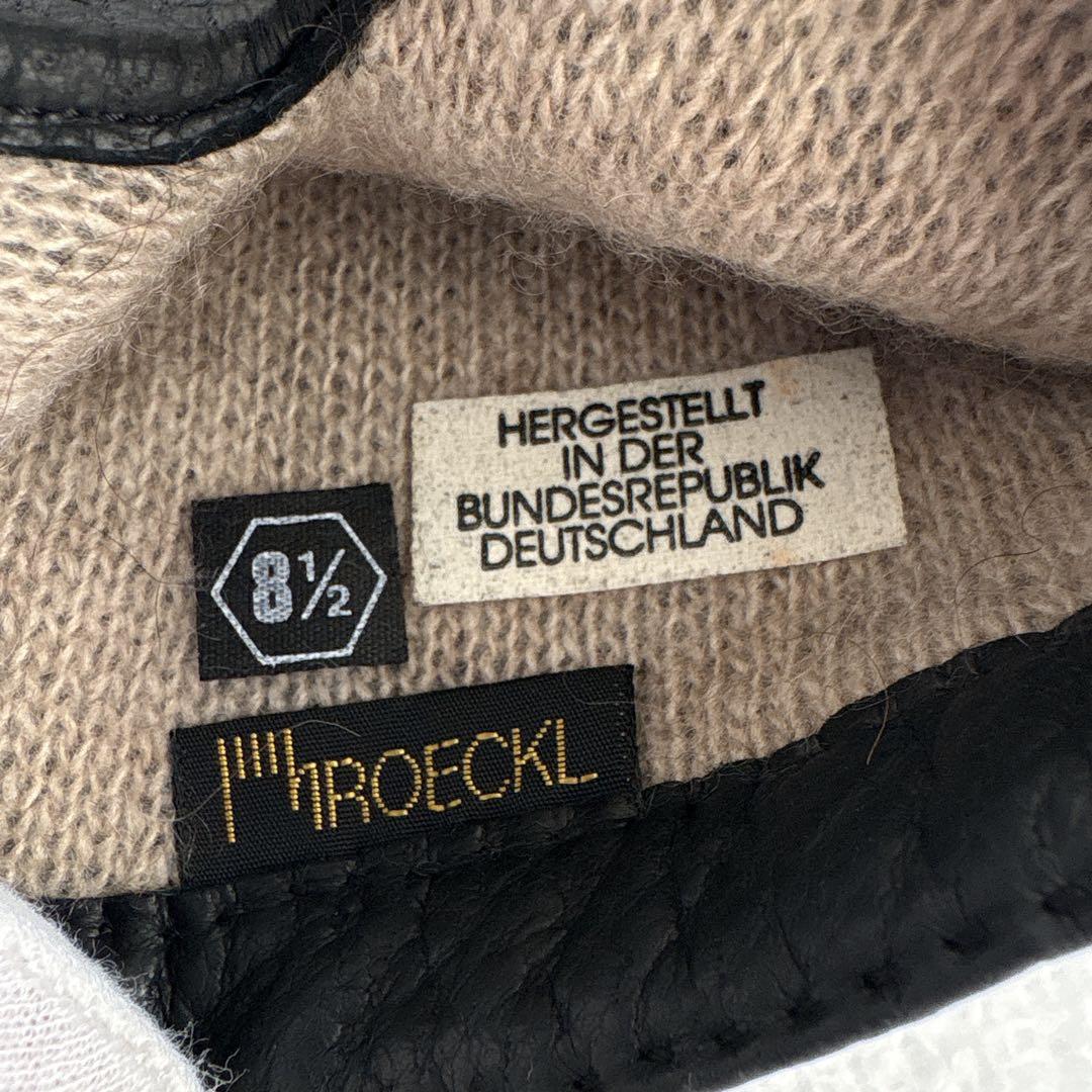 【未使用】ペッカリー 革 手袋 ドイツ製 Roeckl 8 1/2 カシミヤ