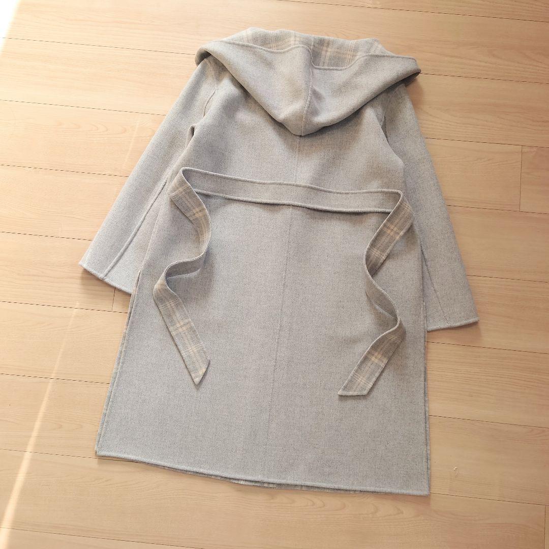 Max Mara　フーディ ピュアヴァージンウールロングコート　リバーシブル