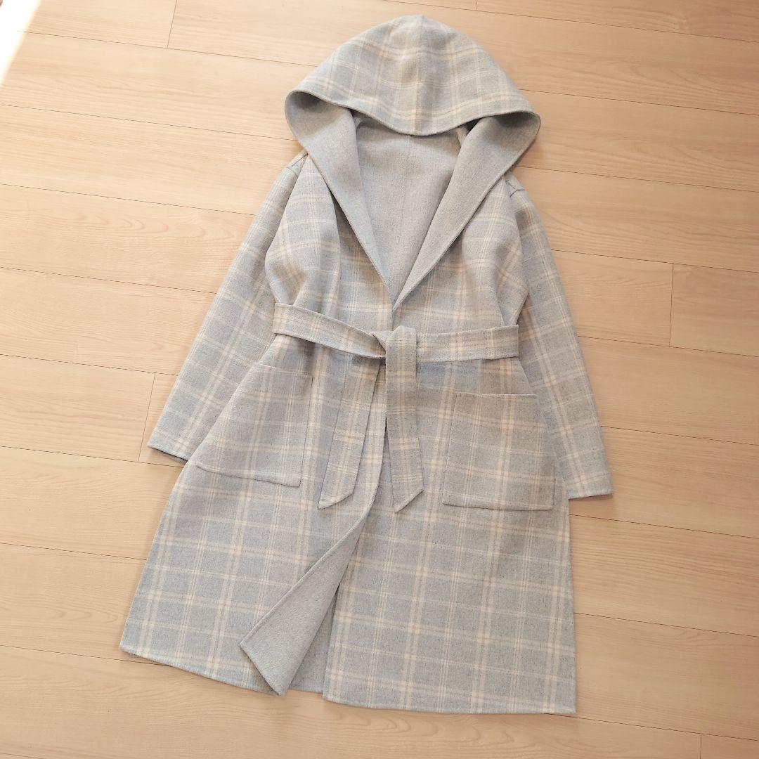 Max Mara　フーディ ピュアヴァージンウールロングコート　リバーシブル