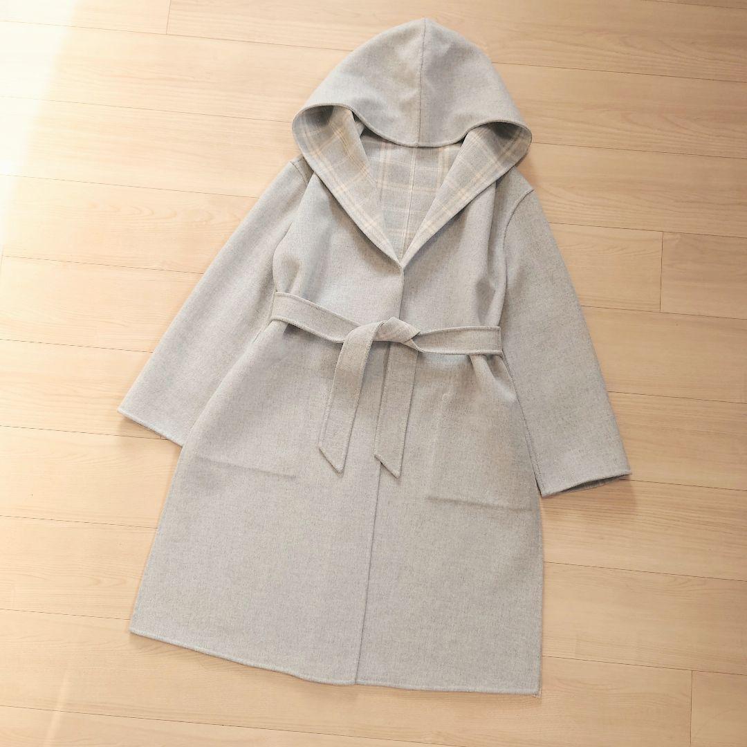 Max Mara　フーディ ピュアヴァージンウールロングコート　リバーシブル
