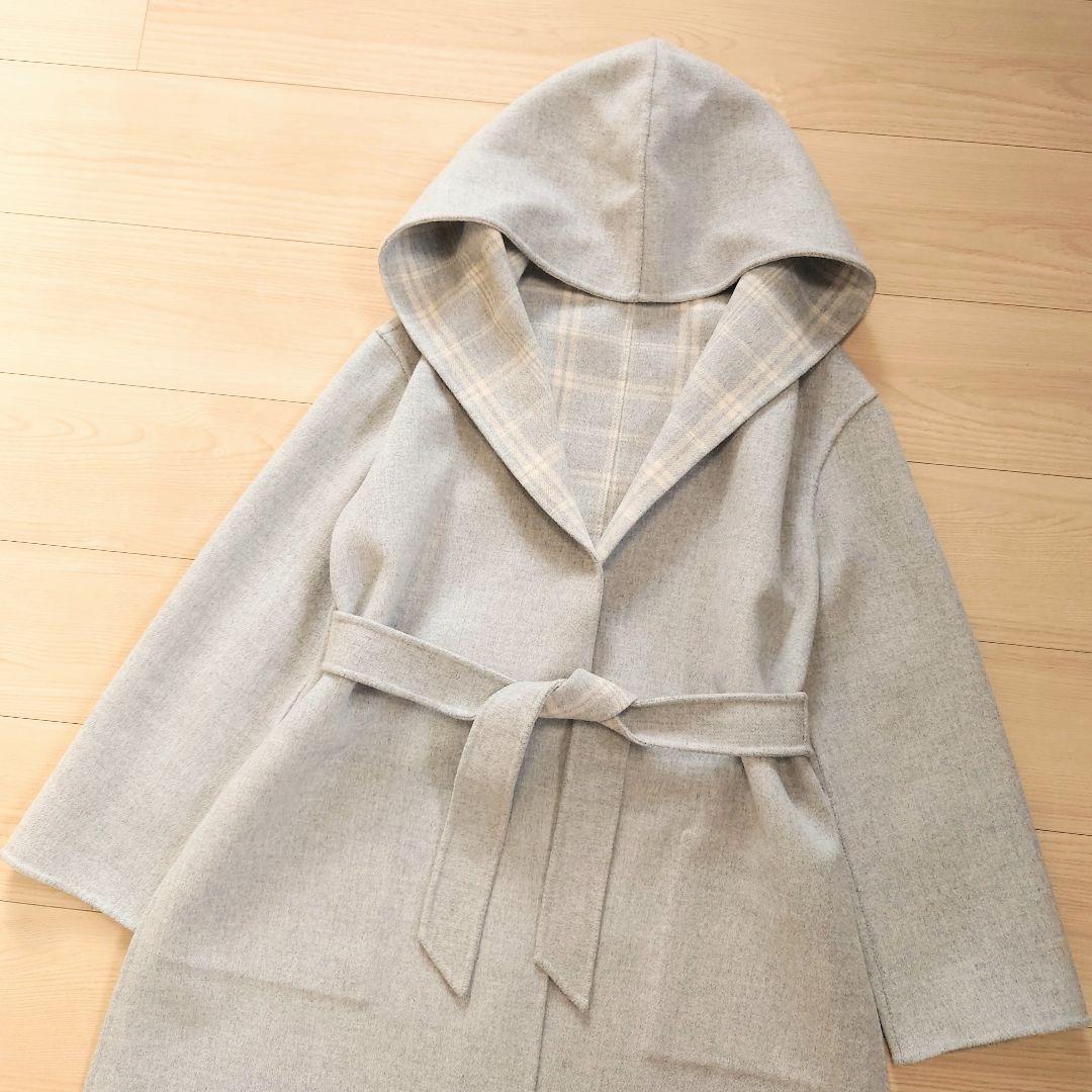 Max Mara　フーディ ピュアヴァージンウールロングコート　リバーシブル