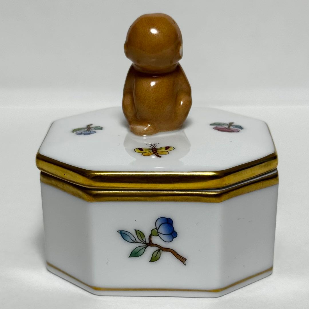 【美品】HEREND ヴィクトリア プレーン 干支小筺 申 さる ボンボニエール