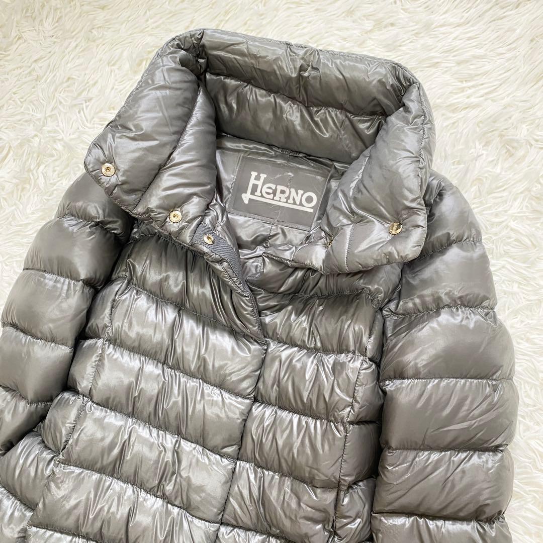 【美品】HERNO ヘルノ ロングダウンコート グースダウン95% グレー 40