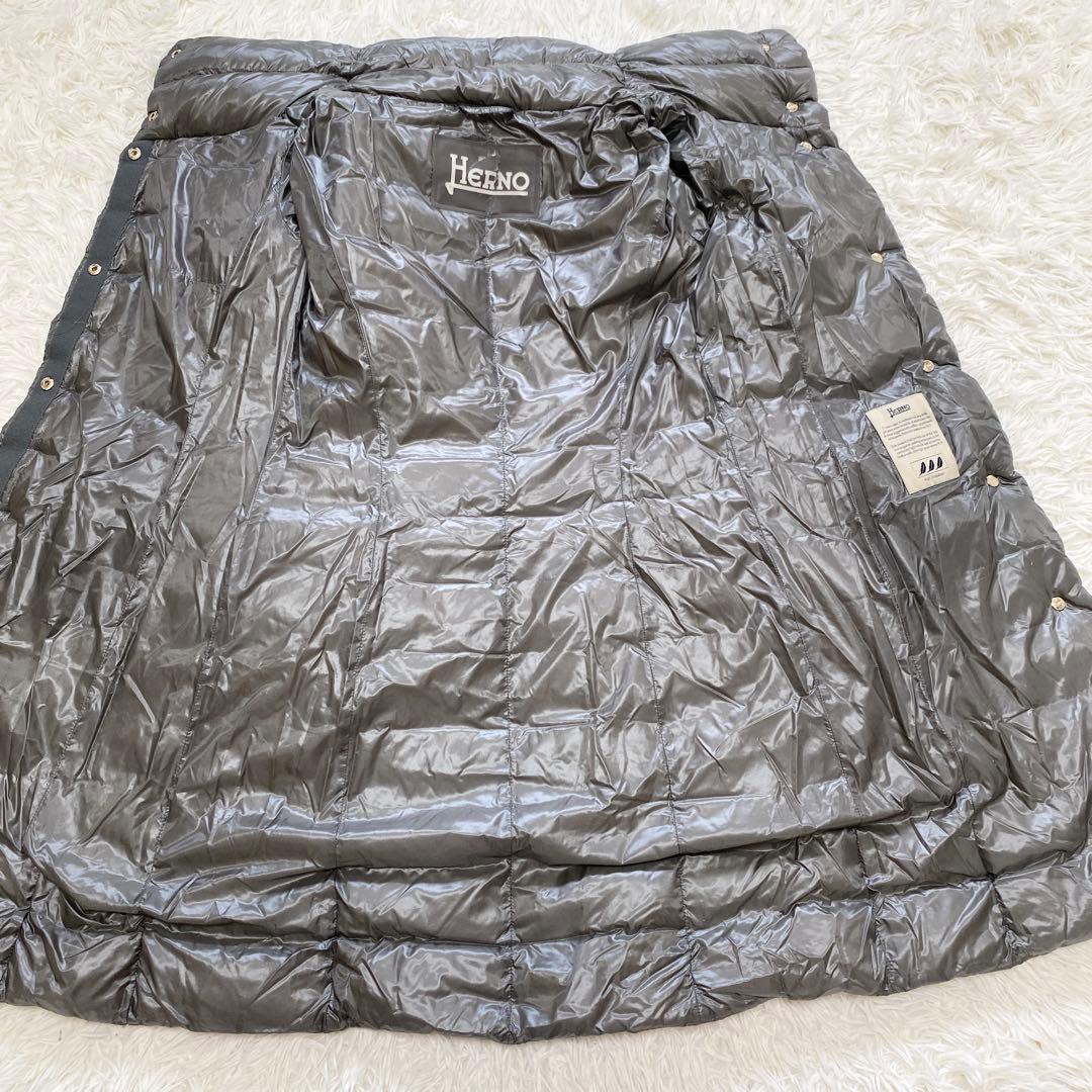 【美品】HERNO ヘルノ ロングダウンコート グースダウン95% グレー 40