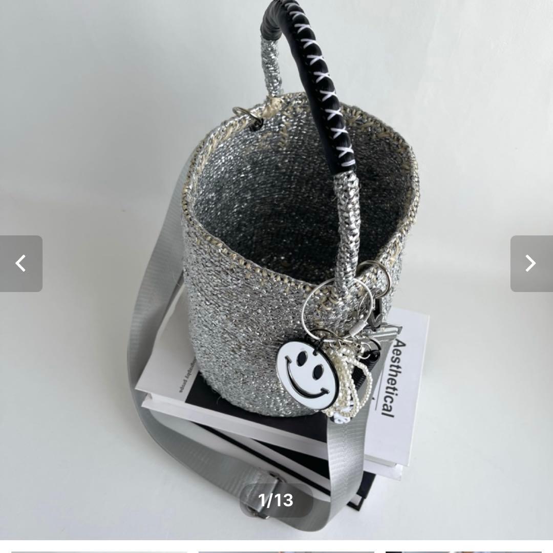 シルバーバケツ型かごバッグ⭐︎meong bule