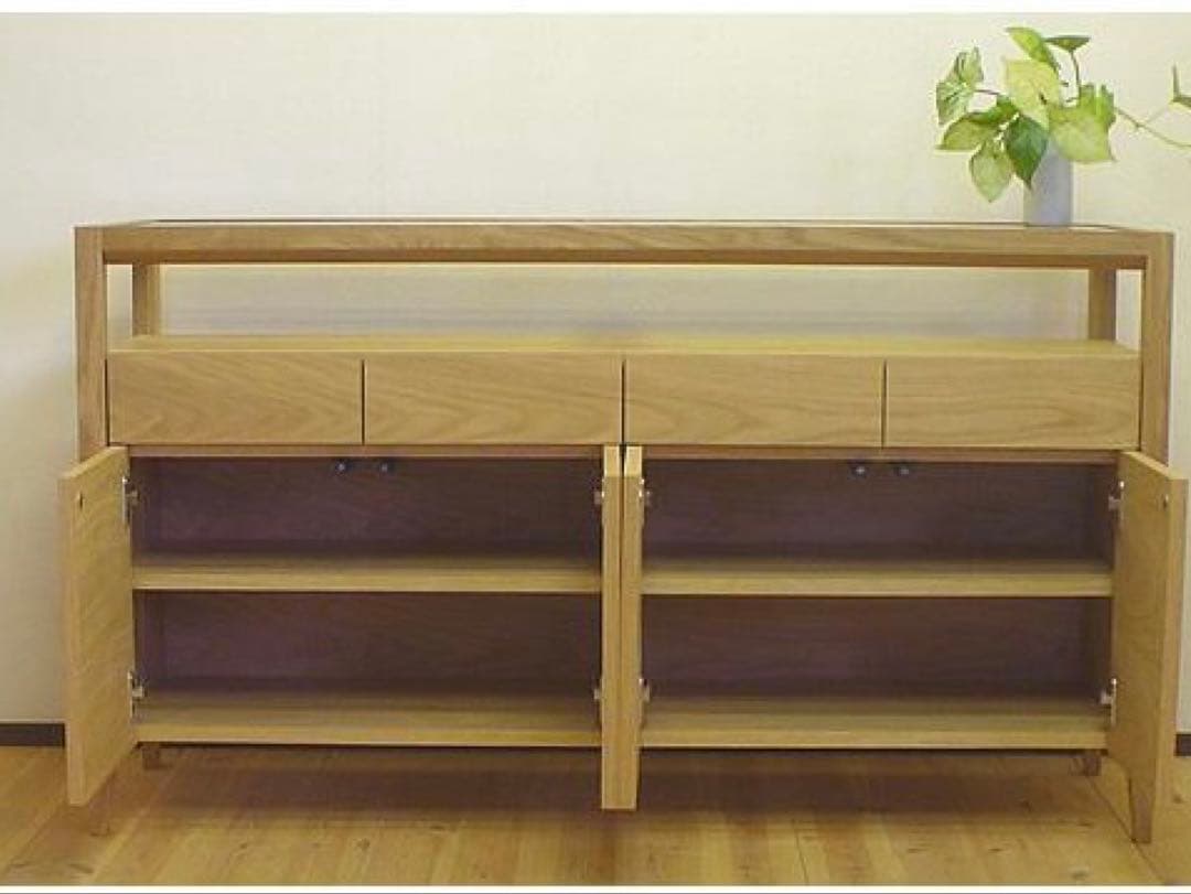 ガラストップリビングボード オーク/ 140ｃｍ / サイドボード