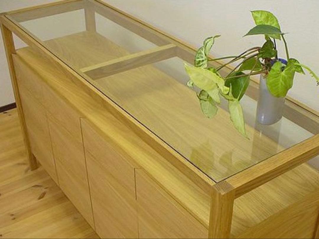 ガラストップリビングボード オーク/ 140ｃｍ / サイドボード