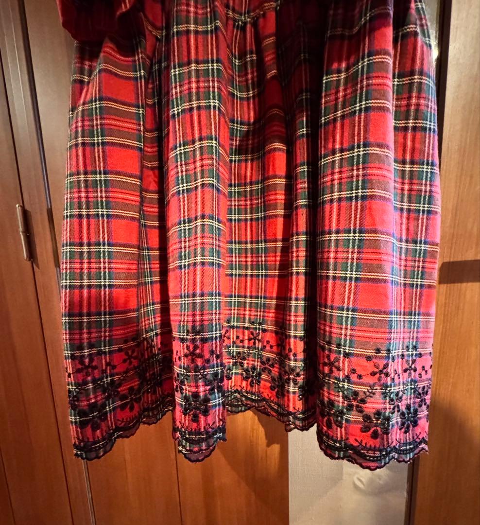 ピンクハウス 2026年 福袋 タータンチェック柄長袖ワンピース 赤