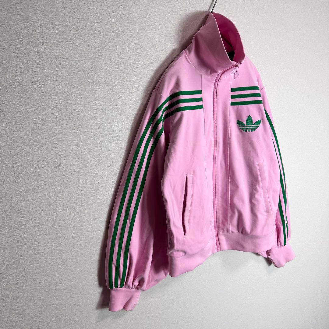 美品　アディダス　ジャージ　ベロア　バルーンスリーブ　ピンク　グリーン　M