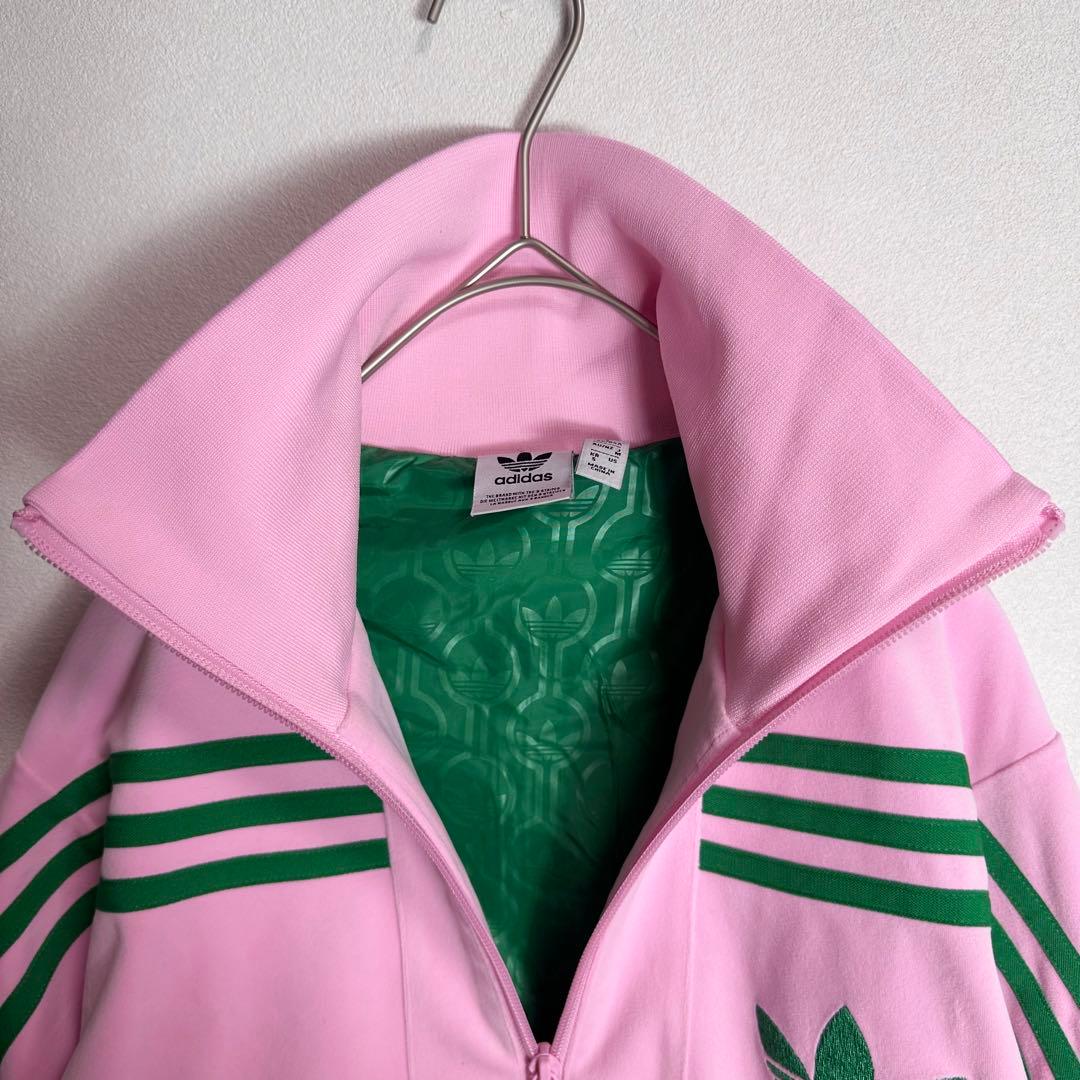 美品　アディダス　ジャージ　ベロア　バルーンスリーブ　ピンク　グリーン　M