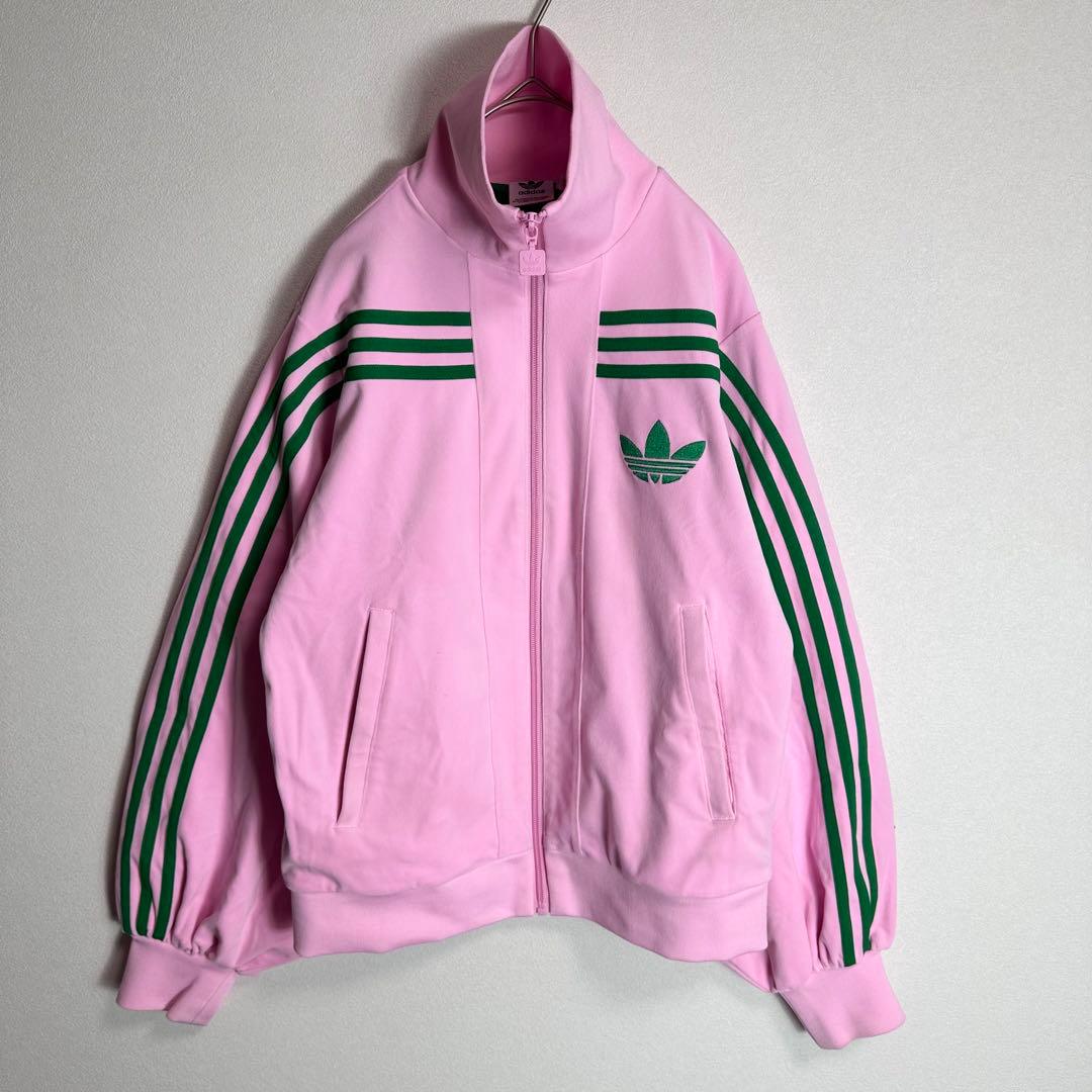 美品　アディダス　ジャージ　ベロア　バルーンスリーブ　ピンク　グリーン　M