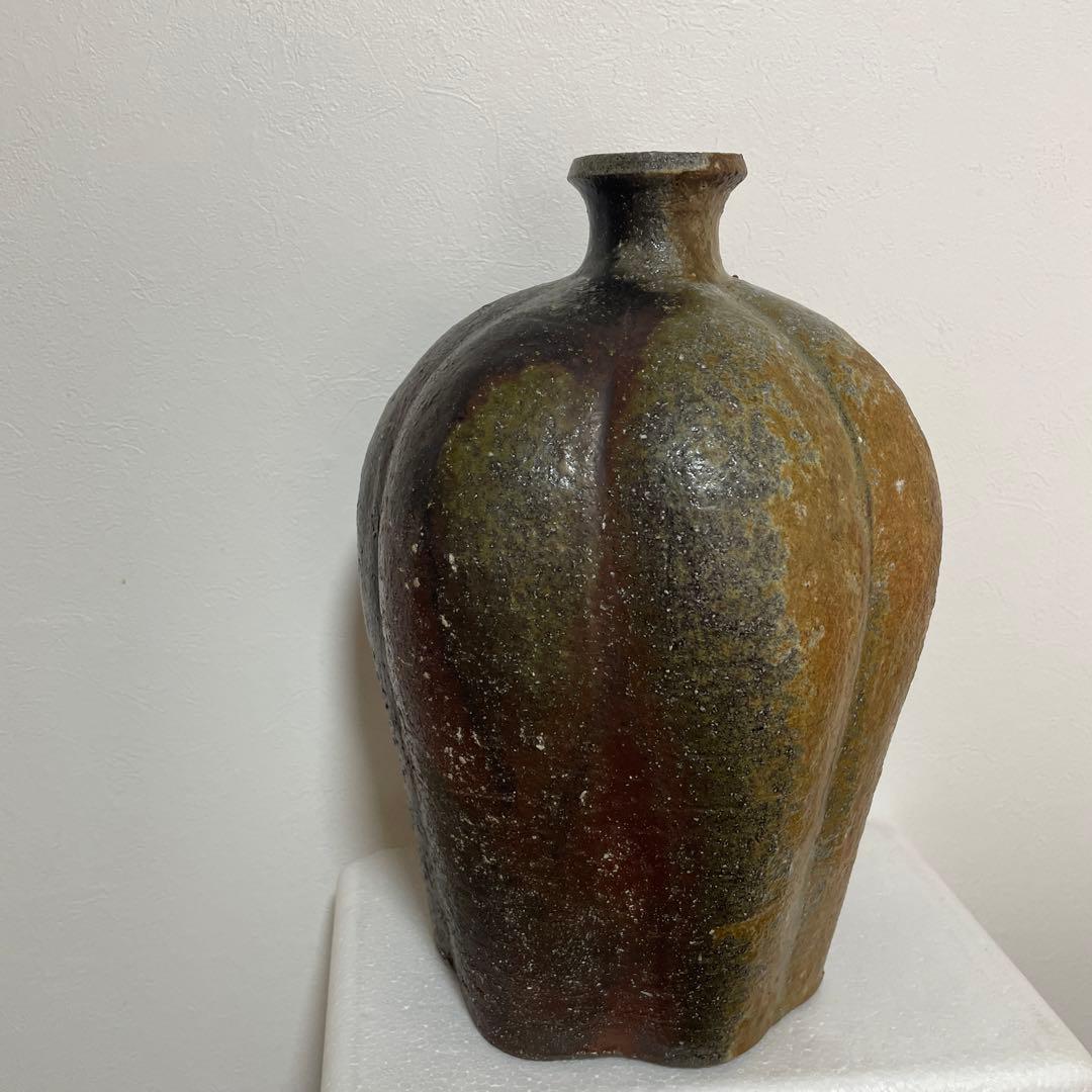 益子焼　松崎健　灰被窯変　花器