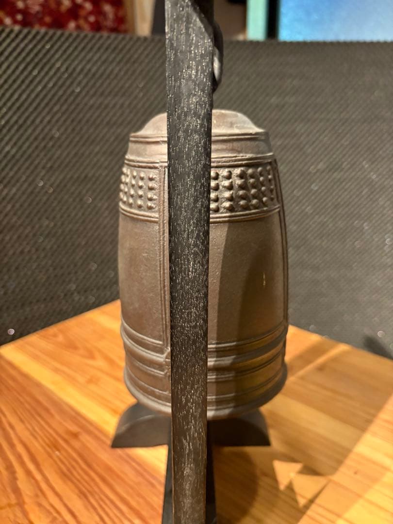 鋳鉄製 半鐘写し 置き撞鐘（木製鐘架・撞木付）