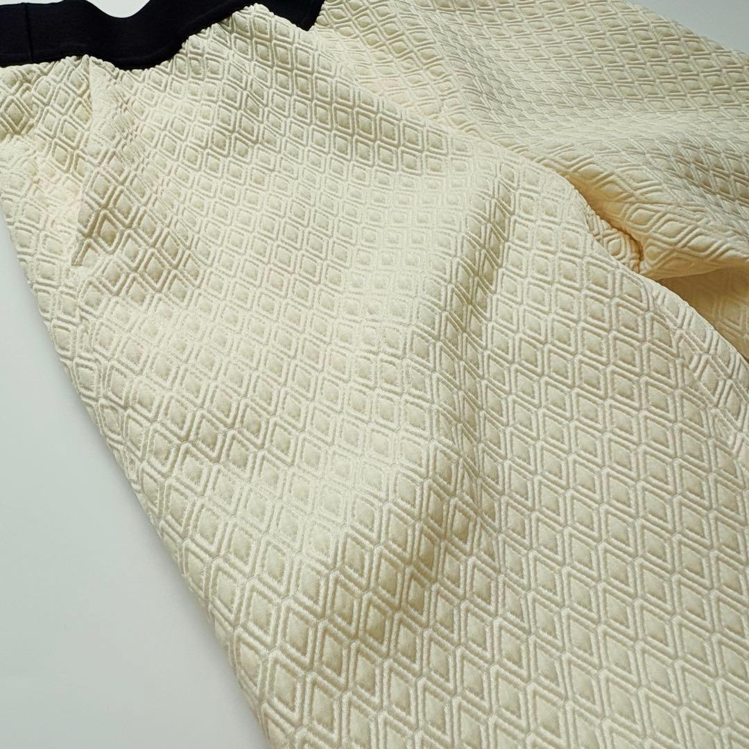 新品✨タグ付　M-fil ジャガードパンツ　アイボリー　ウエストゴム　36