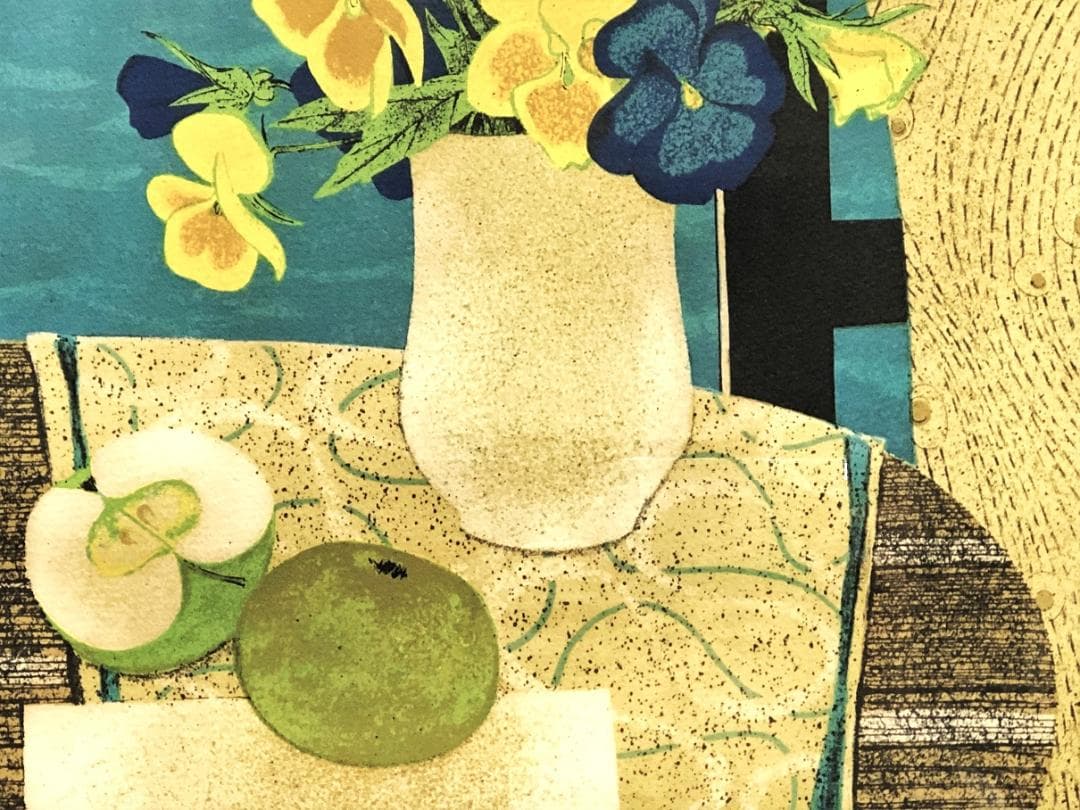 イヴ・ガンヌ『トロ―ヴィルの窓』　ED76/120　リトグラフ額装　高島屋販売品