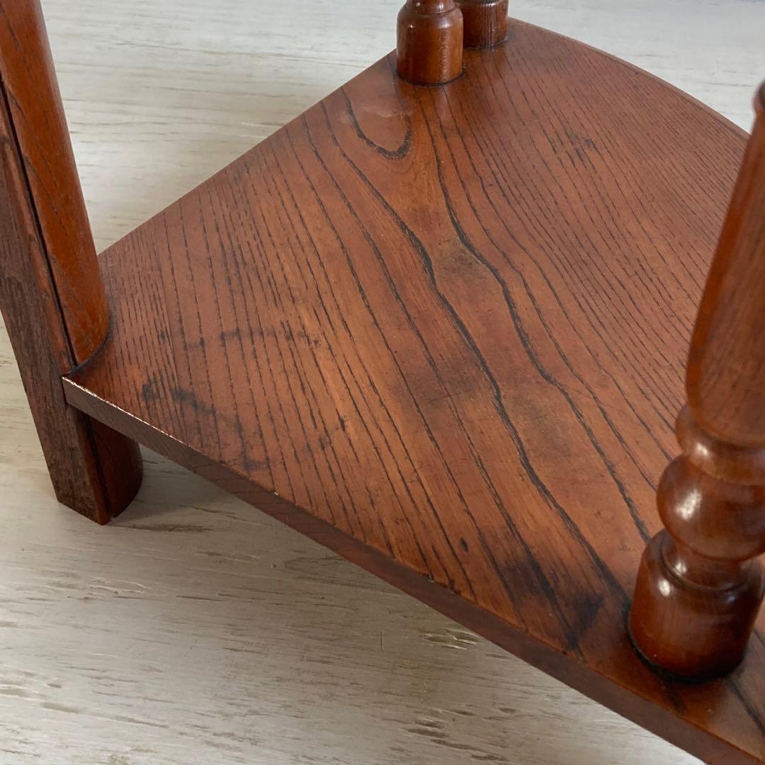 古い木製 2段 コーナーラック オープンラック 飾り棚