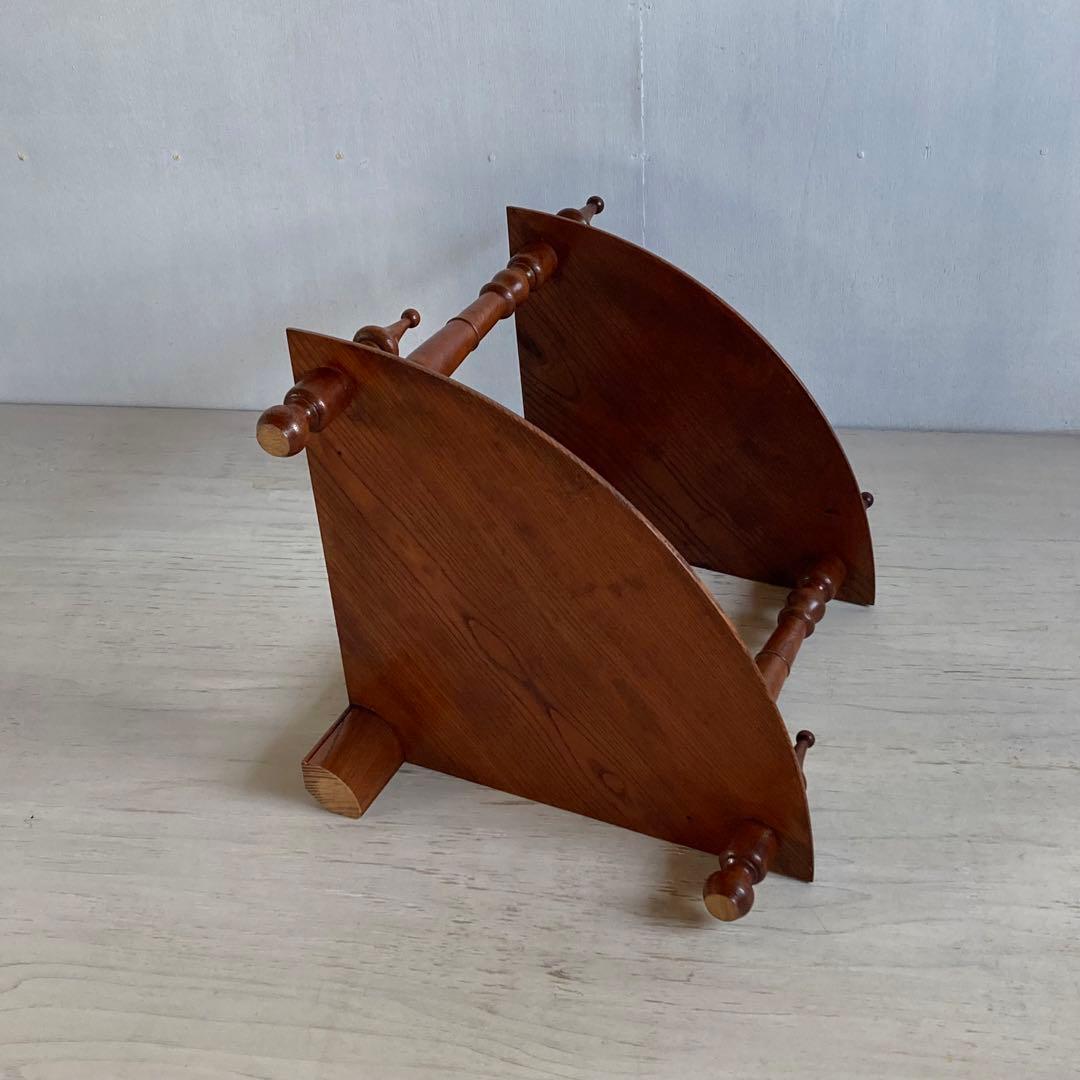 古い木製 2段 コーナーラック オープンラック 飾り棚