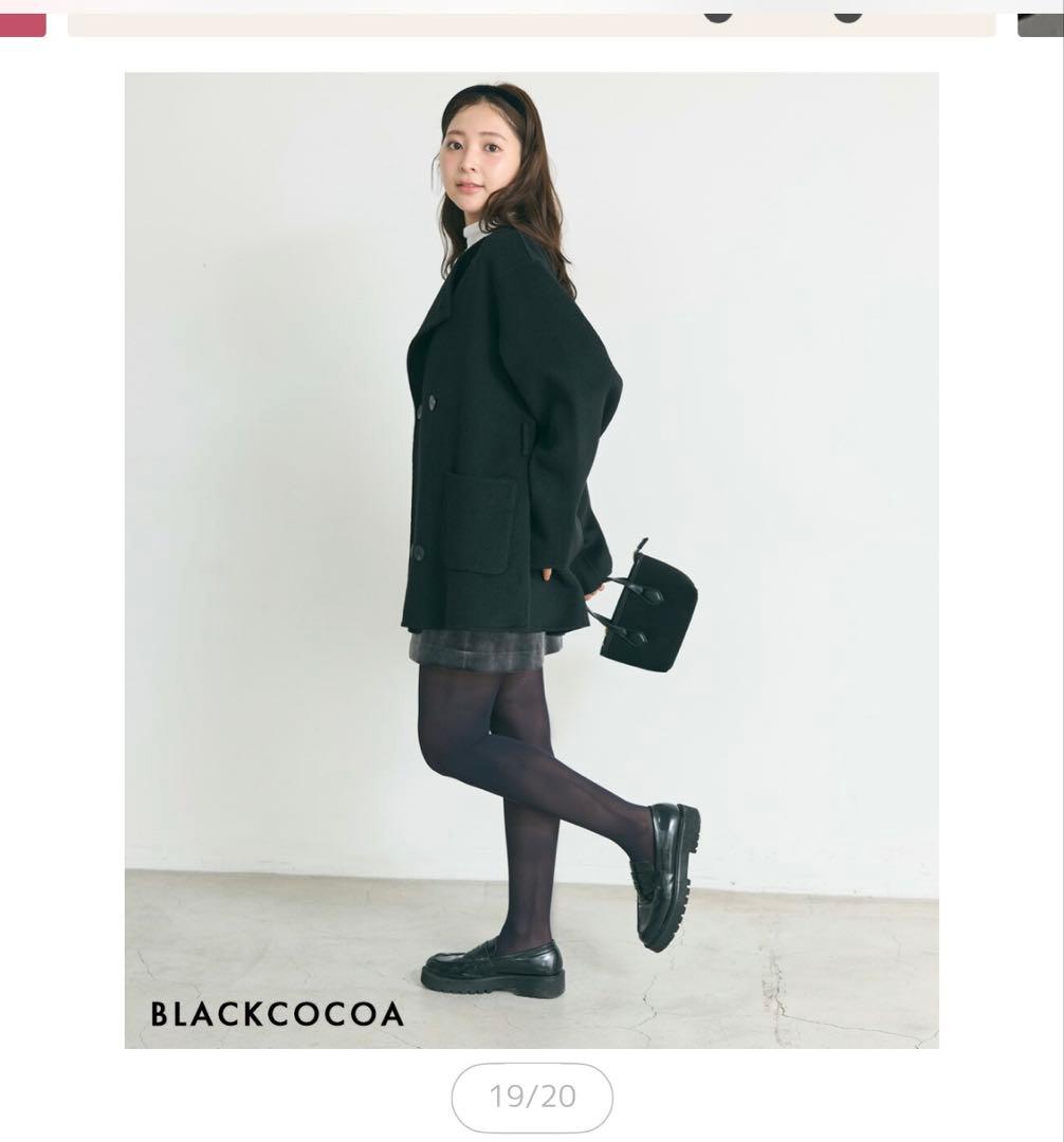 ベースメントオンライン　ノーカラー2WAYリバーミドルコート　ブラック