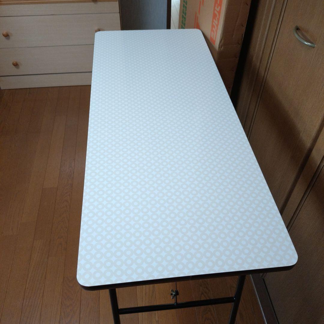 シルバー 折りたたみワイドテーブル