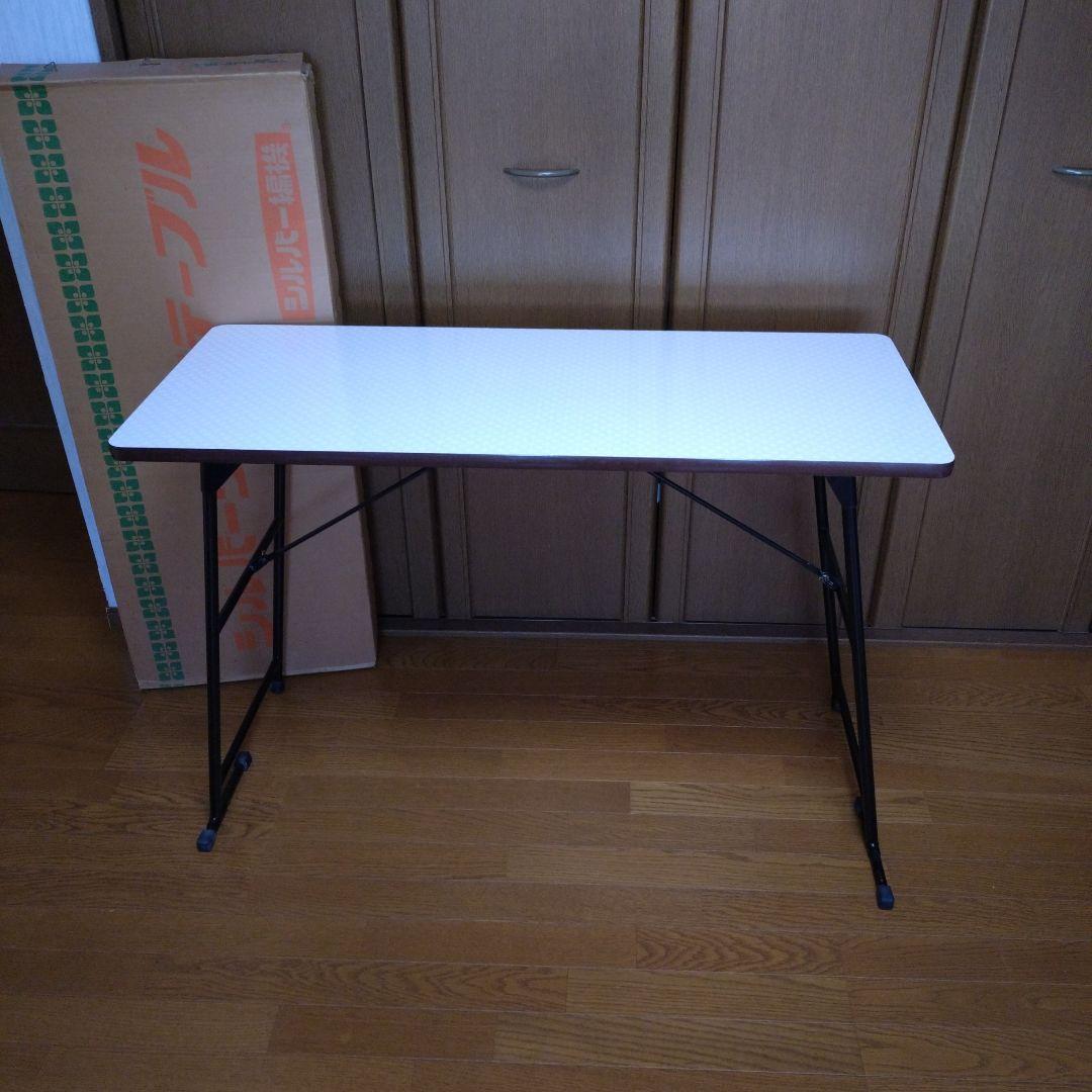 シルバー 折りたたみワイドテーブル