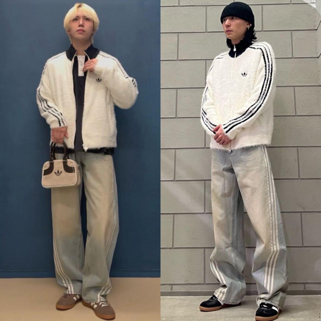 新品M⭐️adidas フェイクモヘヤ クラシック トラックトップ 白 ふわトロ