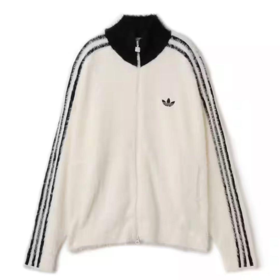 新品M⭐️adidas フェイクモヘヤ クラシック トラックトップ 白 ふわトロ