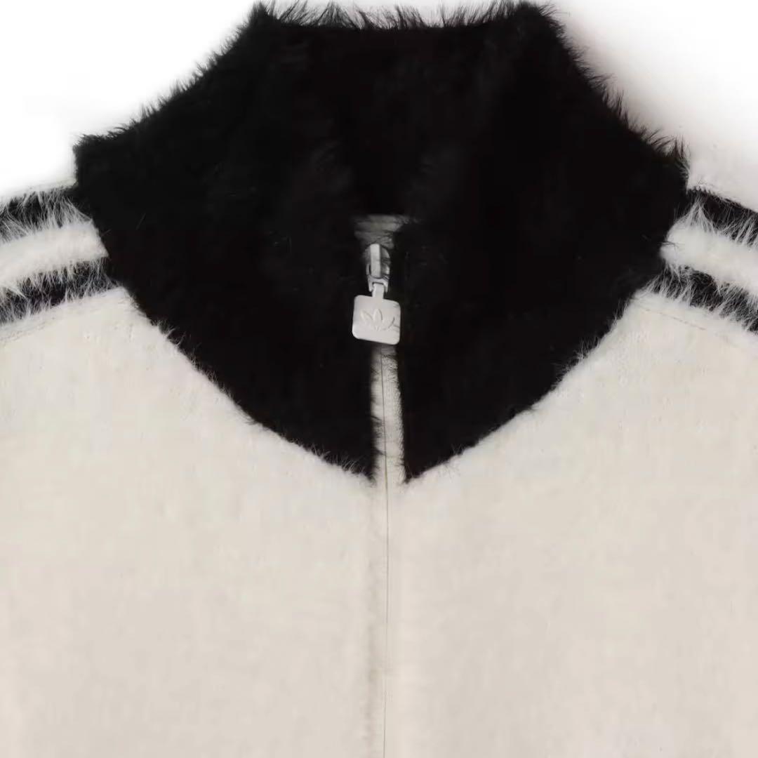 新品M⭐️adidas フェイクモヘヤ クラシック トラックトップ 白 ふわトロ