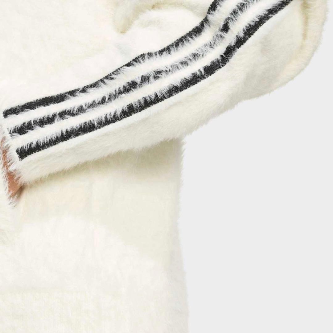 新品M⭐️adidas フェイクモヘヤ クラシック トラックトップ 白 ふわトロ