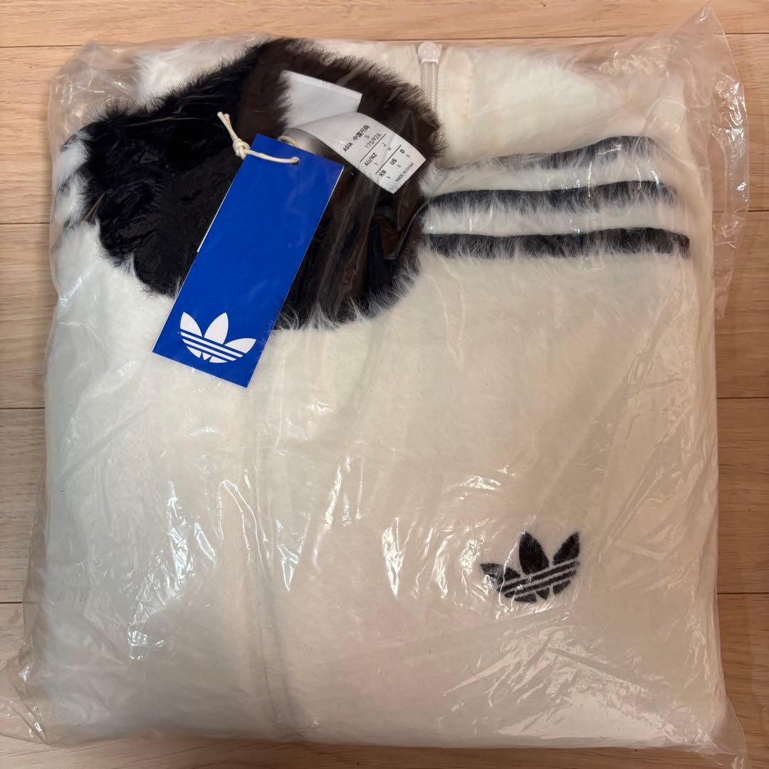 新品M⭐️adidas フェイクモヘヤ クラシック トラックトップ 白 ふわトロ