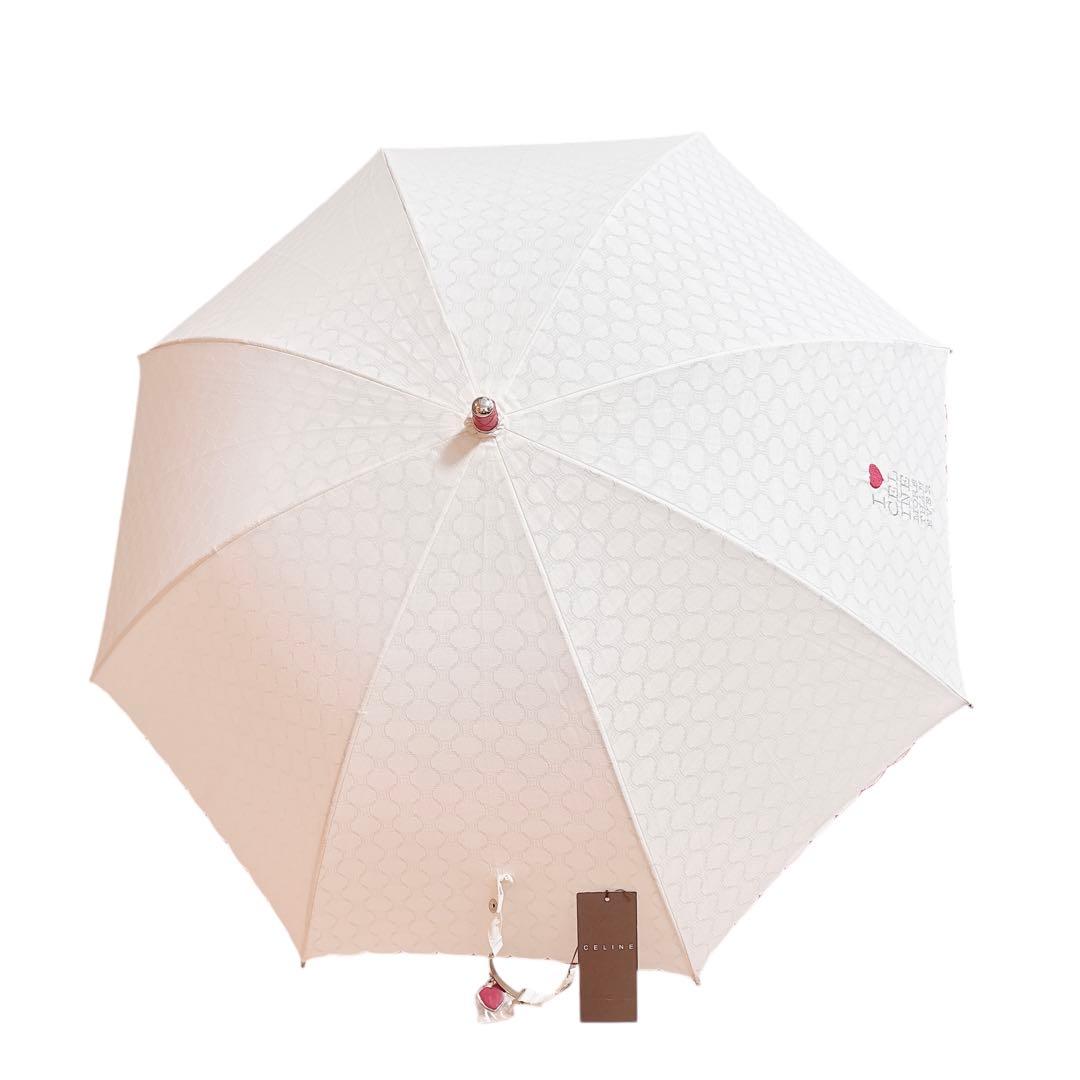 新品未使用 セリーヌ 傘 マカダム 総柄 トリオンフ 晴雨兼用 紫外線防止加工