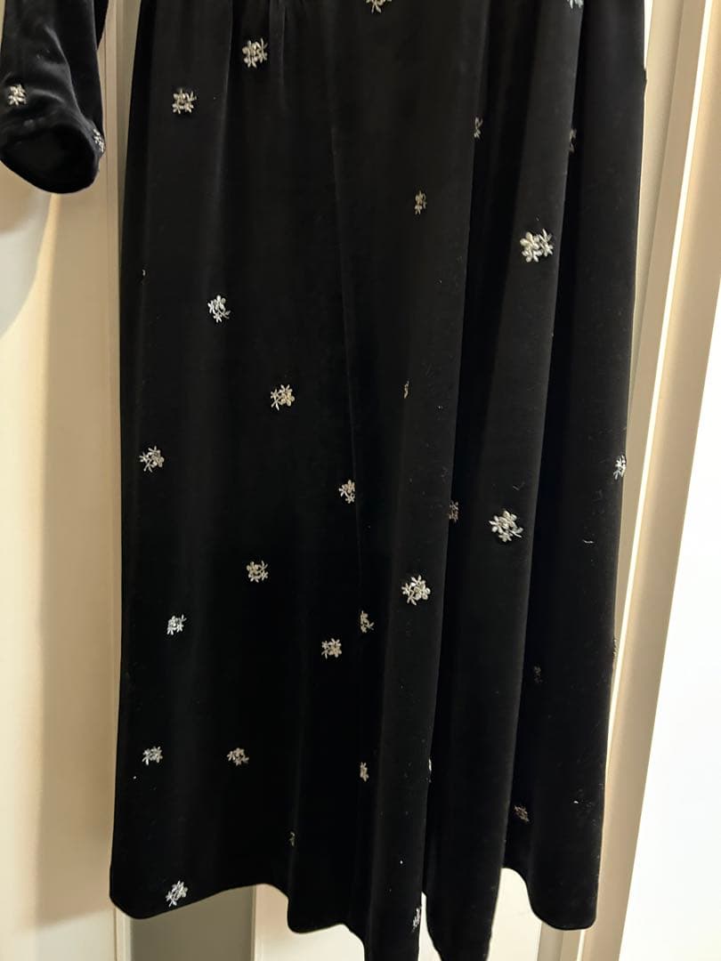 Belmont Floral Velour Dress - 黒 M