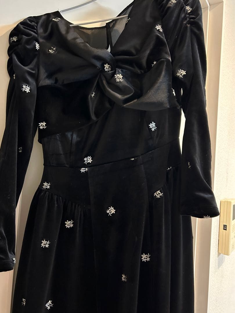 Belmont Floral Velour Dress - 黒 M