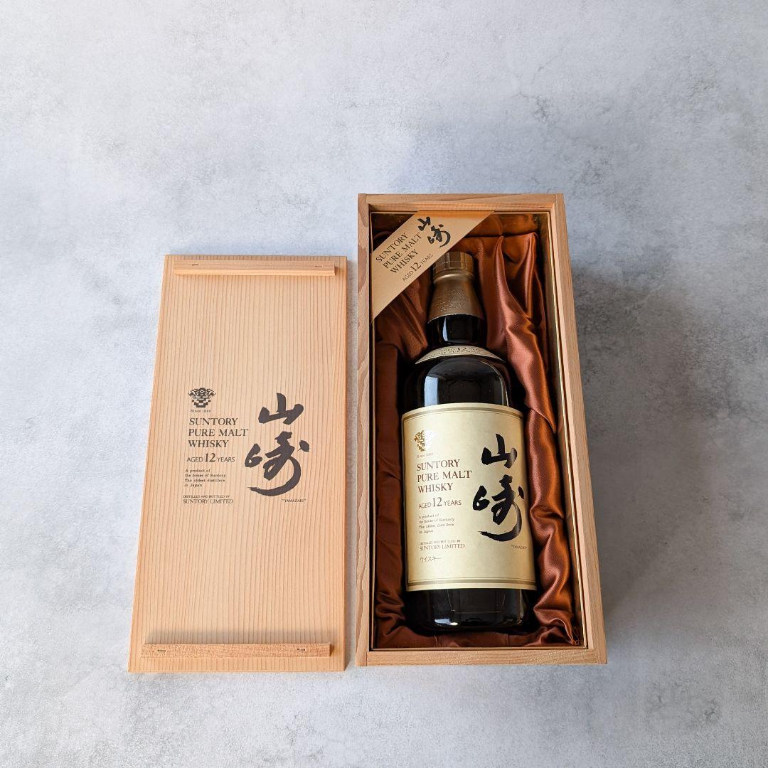 未開栓 響マーク サントリー 山崎 12年 ピュアモルト ウイスキー 木箱入り
