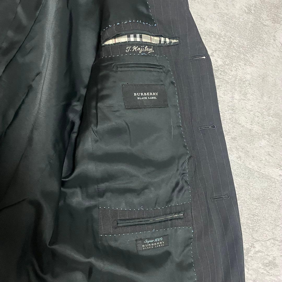 バーバリー 3ピース スーツ ブラック 38L ストライプ セットアップ 紳士