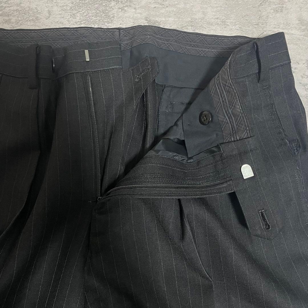 バーバリー 3ピース スーツ ブラック 38L ストライプ セットアップ 紳士