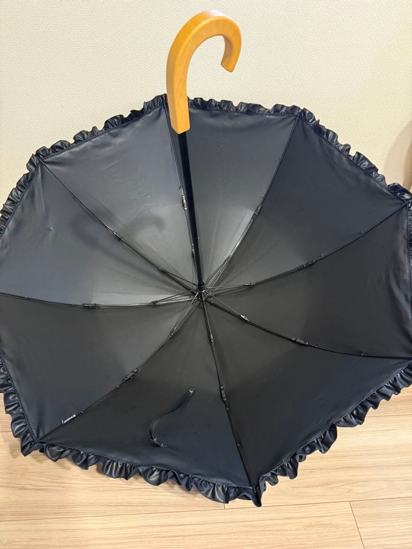 サンバリア100 2段折フリルブラック 木曲がり手元