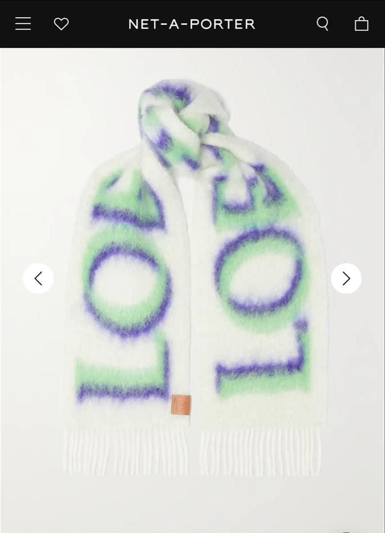 LOEWE マフラー ホワイト/グリーン/パープル