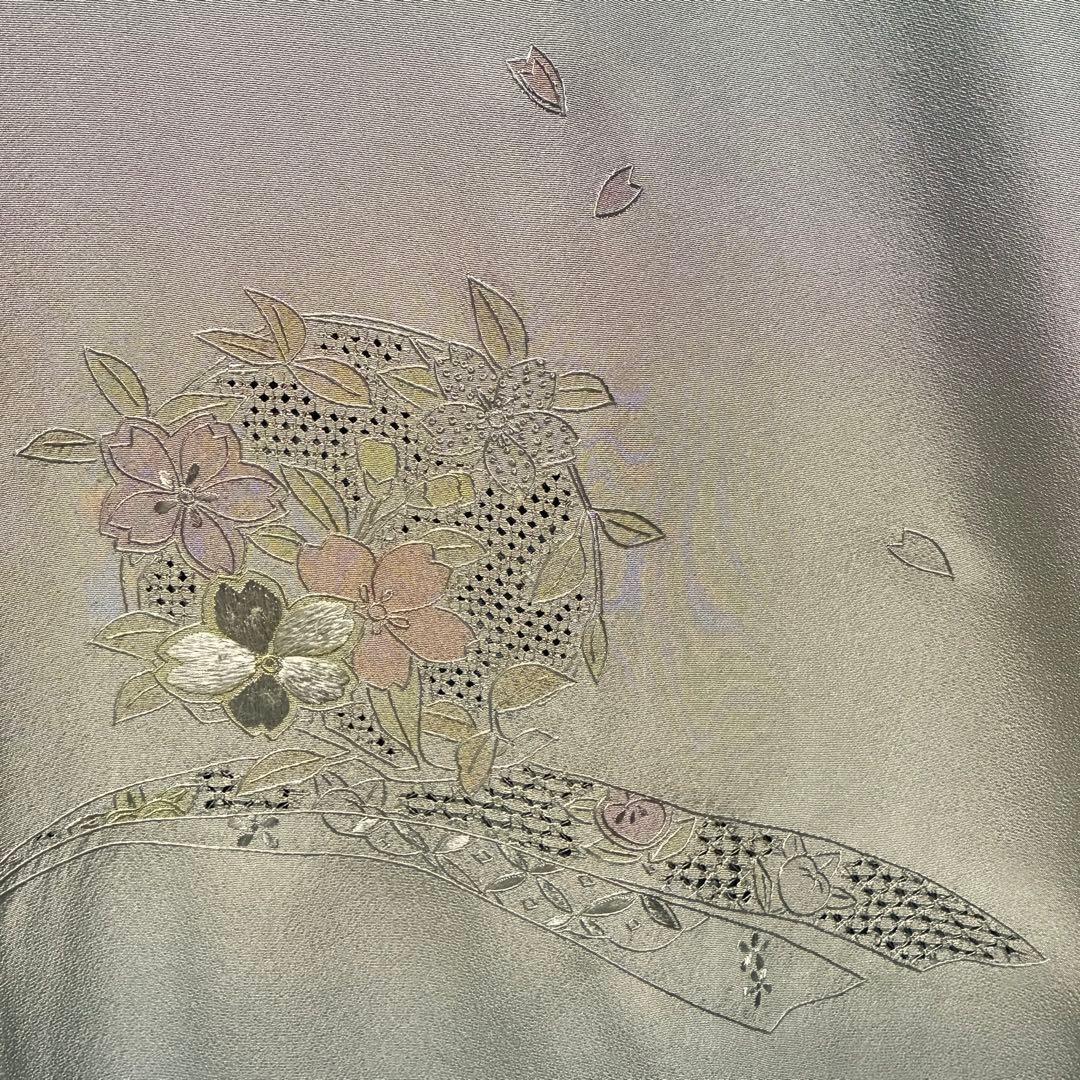 D121 訪問着 汕頭・蘇州・相良刺繍 総刺繍 正絹 着物 袷 極美品