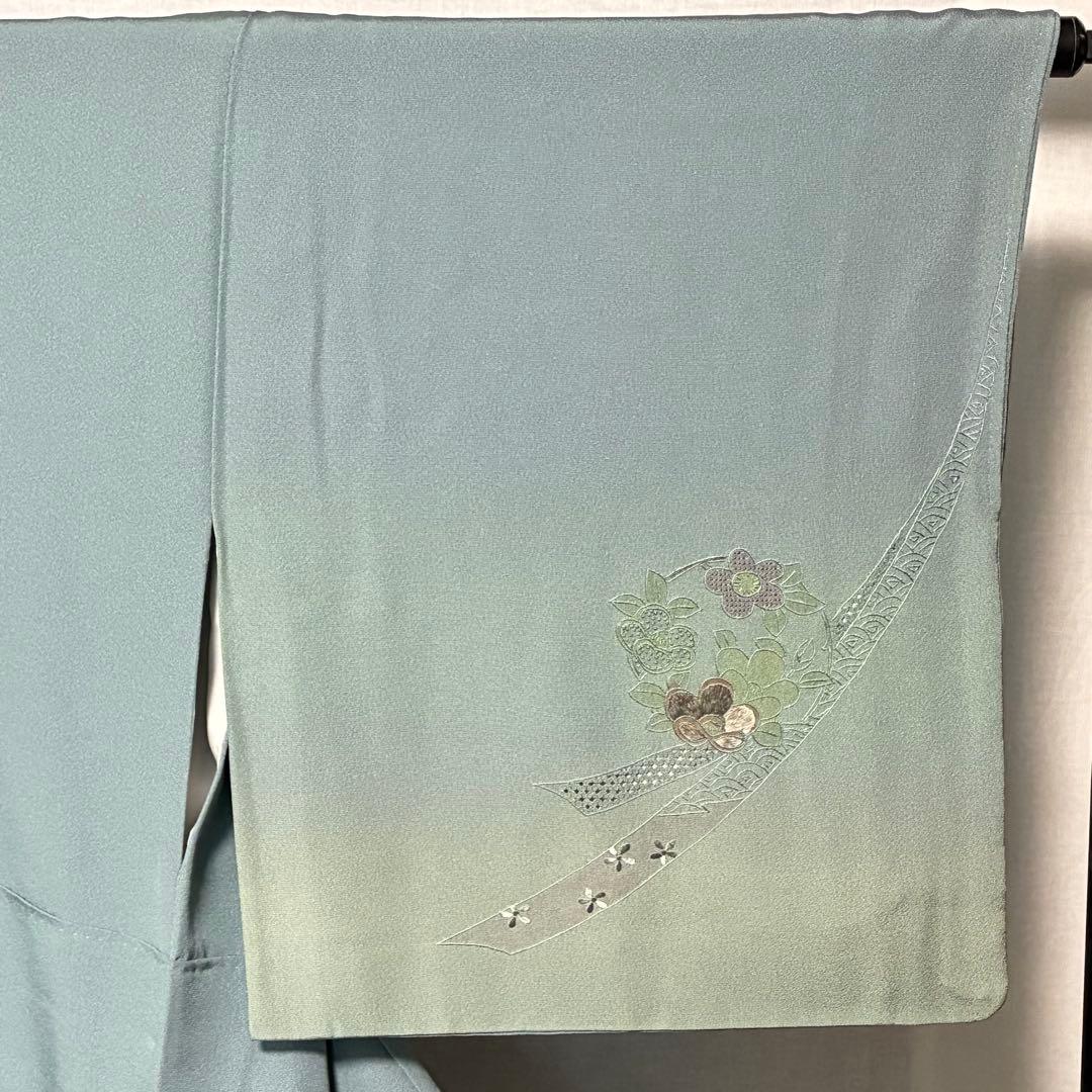 D121 訪問着 汕頭・蘇州・相良刺繍 総刺繍 正絹 着物 袷 極美品