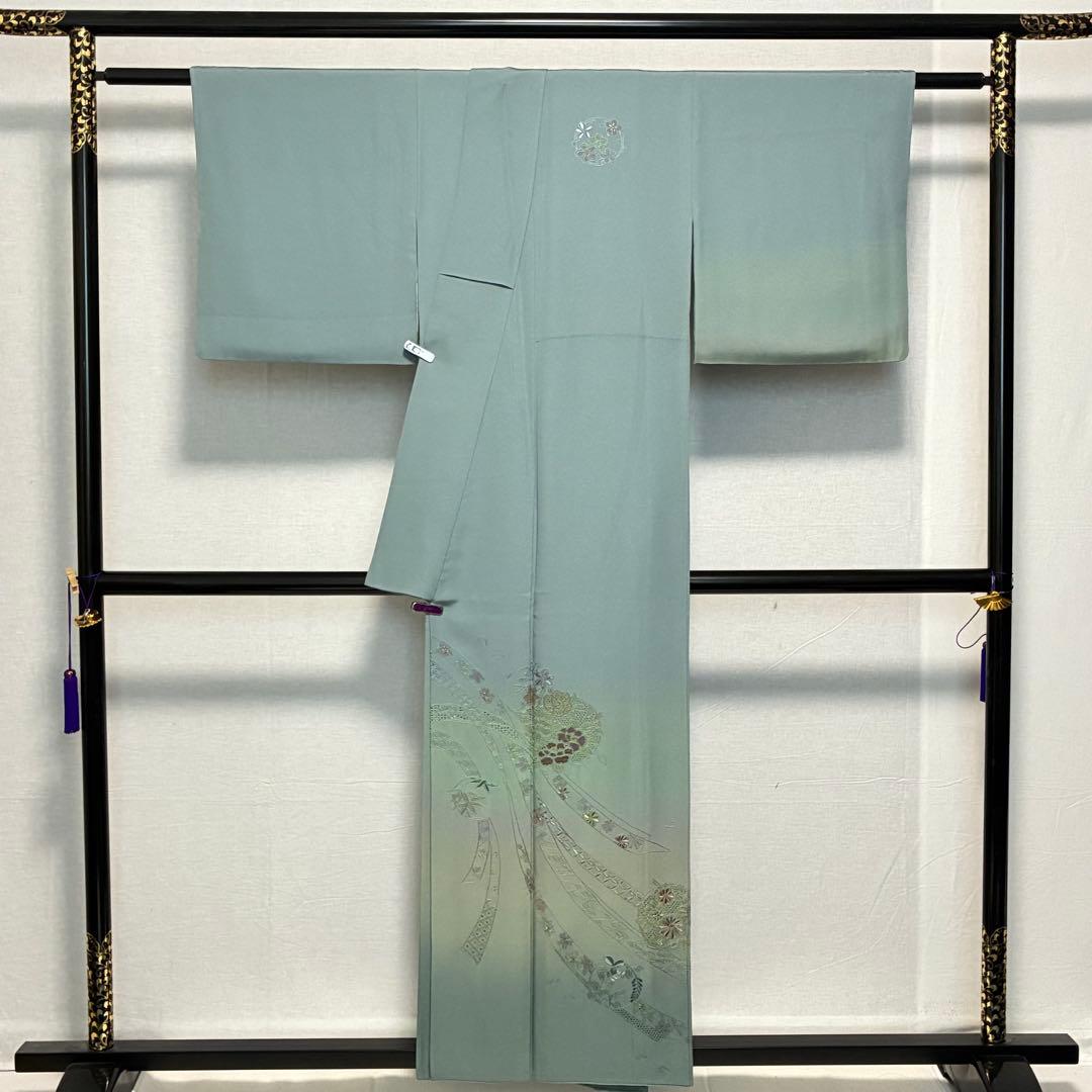 D121 訪問着 汕頭・蘇州・相良刺繍 総刺繍 正絹 着物 袷 極美品